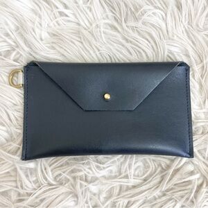 NWT Rais Case Black Leather Envelope Wallet Bag Charm